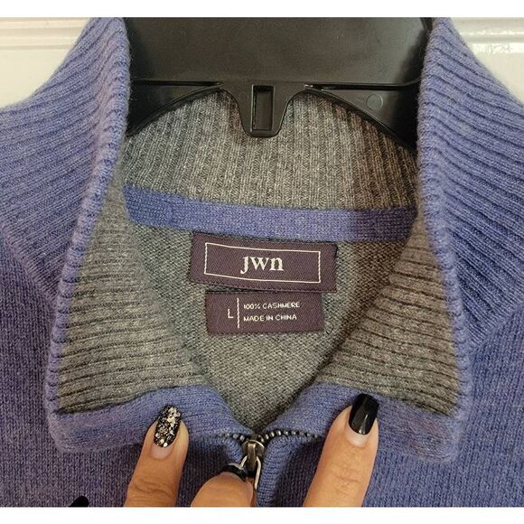 JWN Men's Cashmere Crewneck  Sweater 1/2 Zip L - Picture 8 of 10